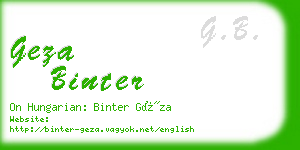 geza binter business card